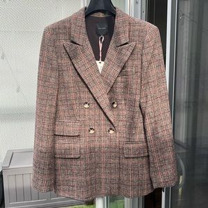 Alex Marie Wool Blend Plaid Blazer